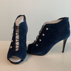 Navy Blue White House Black Market Booties